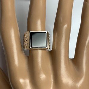 925 Sterling Filigree Onyx Ring - Size 9 1/2